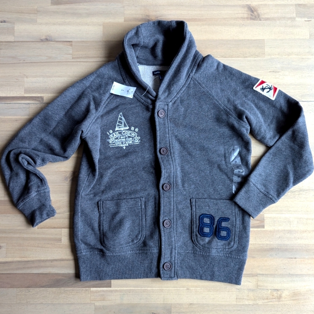 GAP Kid's Sweatshirt Patch Cardigan NWT